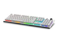 Alienware Tri-Mode AW920K - Tangentbord - AlienFX per tangent RGB / 16,8 miljoner färger - trådlös - 2.4 GHz, Bluetooth 5.1, USB - QWERTY - Amerikansk engelska - tangentbrytare: CHERRY MX Red - månljus AW920K-W-WW