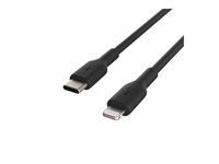 Belkin BoostCharge - Lightning-kabel - USB-C hane till Lightning hane - 2 m - svart - USB-strömförsörjning (18W) CAA003BT2MBK