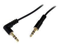 StarTech.com 30 cm Slim 3,5 mm till högervinklad stereoaudiokabel – M/M - Ljudkabel - mini-phone stereo 3.5 mm hane till mini-phone stereo 3.5 mm hane - 30 cm - svart - högervinklad kontakt - för P/N: SV231DVGAU2A, SV431DVGAU2A MU1MMSRA