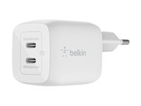 Belkin BoostCharge Pro GaN - Strömadapter - PPS- och GaN-teknik - 45 Watt - Fast Charge, PD 3.0 - 2 utdatakontakter (2 x USB-C) - vit WCH011VFWH