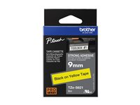 Brother TZe-S621 - Extrastark häftning - svart på gult - Rulle (0,9 cm x 8 m) 1 kassett(er) bandlaminat - för Brother P-Touch wide range of models. TZES621
