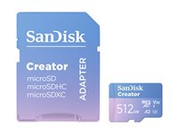 SanDisk Creator - Flash-minneskort (microSDXC till SD-adapter inkluderad) - 512 GB - A2 / Video Class V30 / UHS-I U3 - mikroSDXC UHS-I SDSQXAV-512G-GN6MS