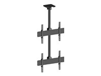 Multibrackets M Ceiling Mount Pro MBC2U - Monteringssats (takplatta, skyddslock för takplatta, 4 x fasta armar, 2 stångklämmor, 4 förlängningsrör (80 cm), 2 skenor) - för 2 LCD-bildskärmar - aluminium, stål - svart - skärmstorlek: 40"-65" - takmonterbar 7350073733545