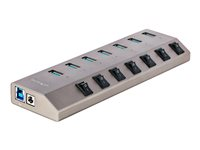 StarTech.com 7-Port Self-Powered USB-C Hub with Individual On/Off Switches, USB 3.0 5Gbps Expansion Hub w/Power Supply, Desktop/Laptop USB-C to USB-A Hub, 7x BC 1.2 (1.5A), USB Type C Hub - USB-C/A Host Cables (5G7AIBS-USB-HUB-EU) - Hubb - 7 x USB 3.2 Gen 1 - skrivbordsmodell 5G7AIBS-USB-HUB-EU