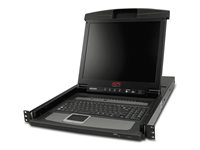 APC LCD Console - KVM-konsol med omkopplare för tangentbord/video/mus - 16 portar - PS/2 - 17" - kan monteras i rack - VGA - svart - 1U - för P/N: SMTL2K2RM2UCL, SMTL2K2RM2UCLNC, SMTL3KRM2UCL, SMTL3KRM2UCLNC, SMX3000RMX93 AP5816