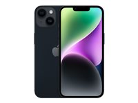 Apple iPhone 14 - 5G smartphone - dual-SIM / Internminne 256 GB - OLED-skärm - 6.1" - 2532 x 1170 pixlar - 2 bakre kameror 12 MP, 12 MP - front camera 12 MP - midnatt MPVX3QN/A