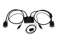 StarTech.com VGA 2 portar USB-kabel med KVM-switch - USB-driven med fjärrswitch - Omkopplare för tangentbord/video/mus - 2 x KVM port(s) - 1 lokal användare - skrivbordsmodell SV211USB